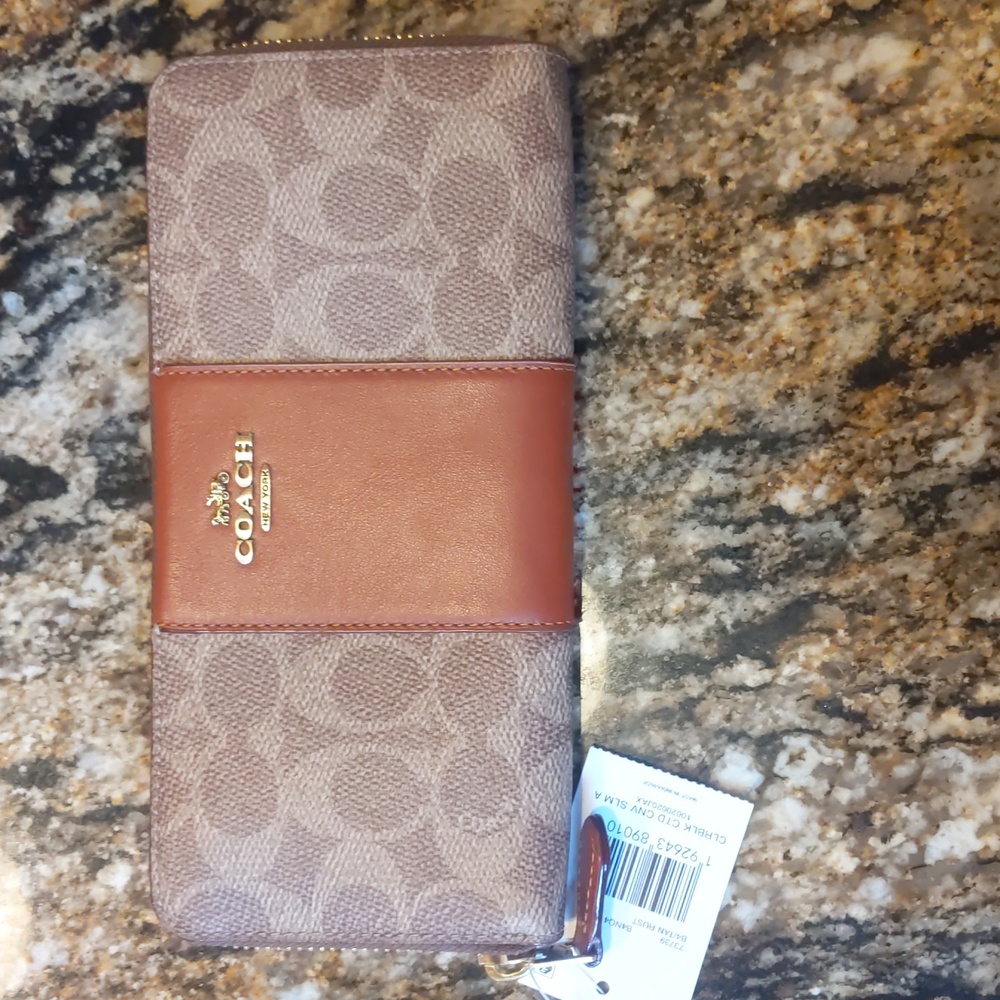 Coach Cream and Brown Wallet with Two-Tone Design